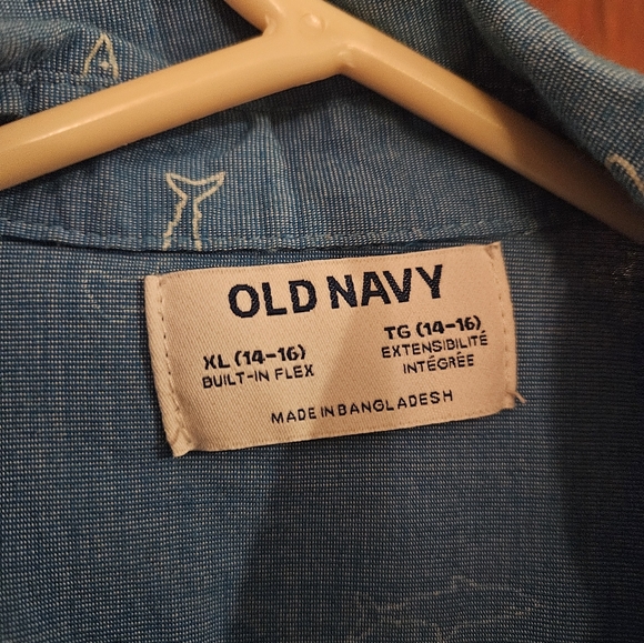 Kid's Old Navy shark collar shirt short sleeve sz XL (14-16) - Picture 3 of 3